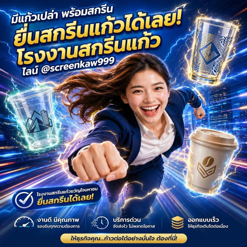โรงงานสกรีนแก้วขวัญใจมหาชน งานดี บริการด่วน จัดส่งไว ออกแบบเร็ว